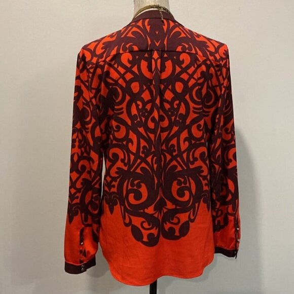 New York & Company Red Button Down Blouse Size Large - Picture 8 of 16